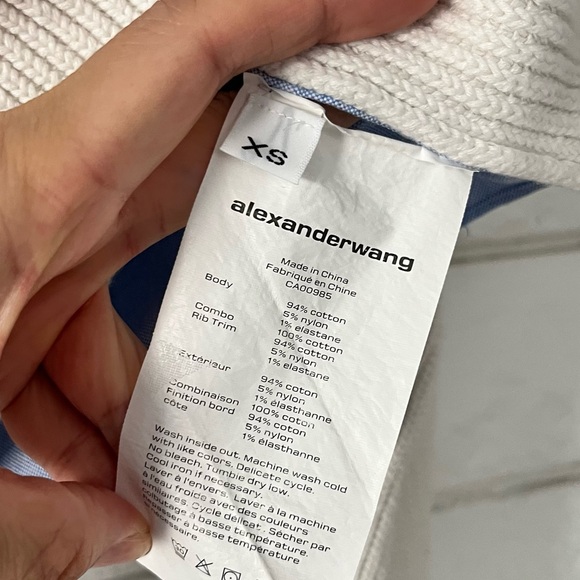 alexanderwang.t Layered-Look Cutout Combo Top Knit Denim White Blue Size XS - Picture 6 of 6